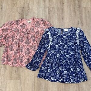 Universal Thread Blouse Lot Pink Paisley  and Blue Floral Size L and XL